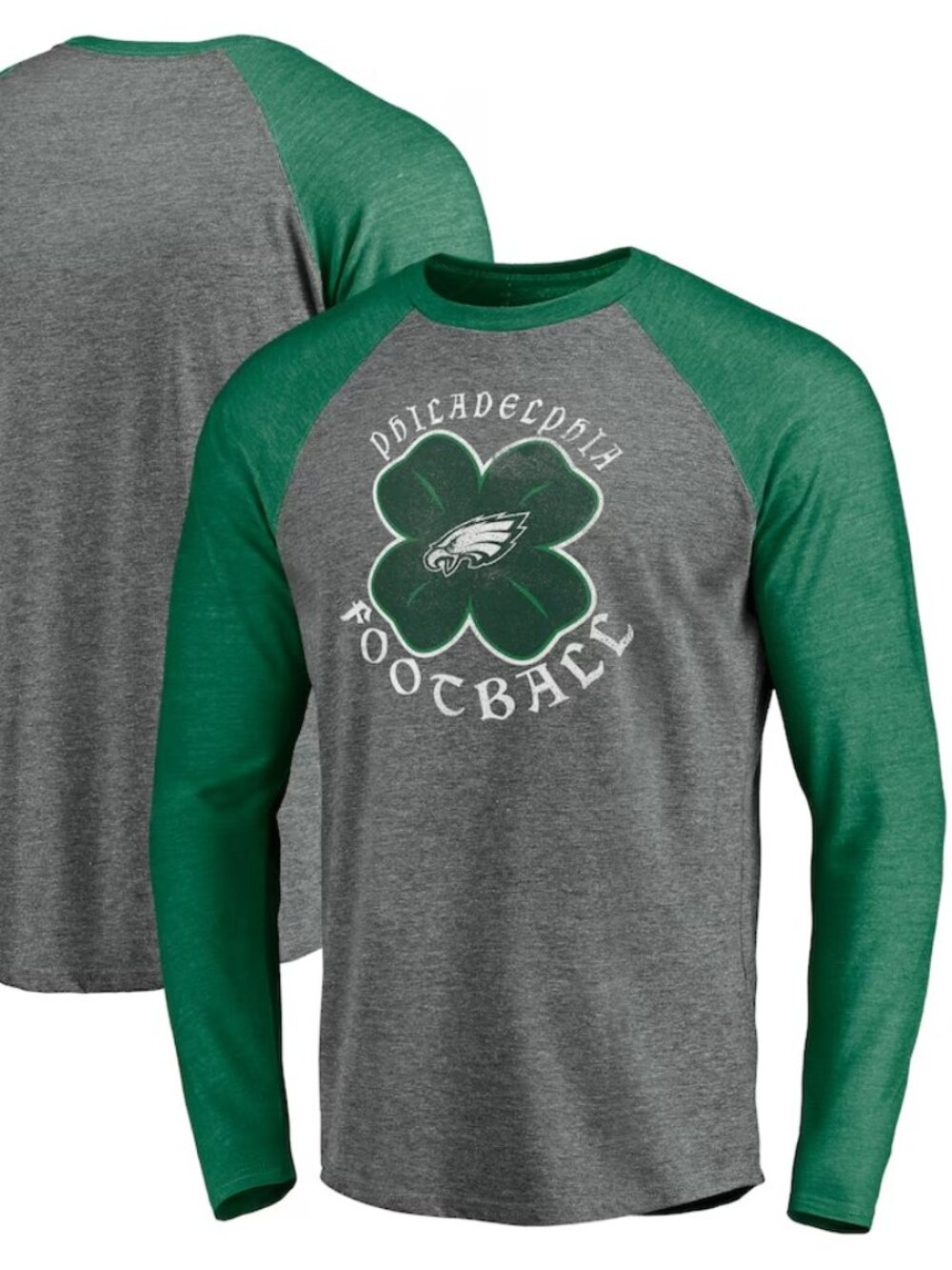 Philadelphia Eagles Men's Kelly Green Irish Shamrock Long Sleeve Tee